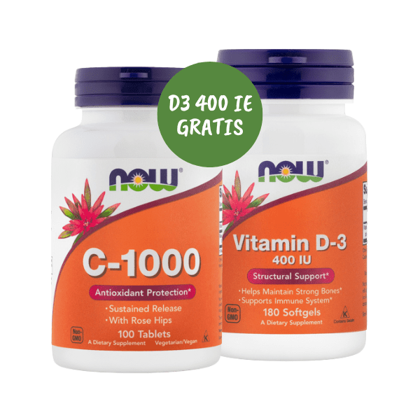 NOW Vitamin C 1000 mg + GRATIS NOW Vitamin D 400 IE