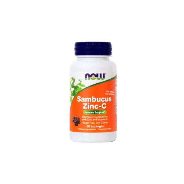 NOW Sambucus bezeg, cink in vitamin C, 60 pastil