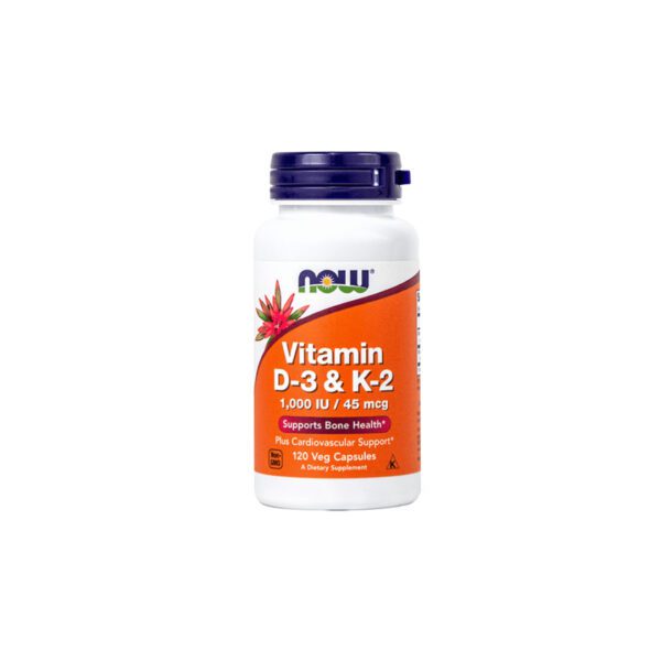 NOW vitamin D-3 & K-2, 1000 IE 45 µg, 120 kapsul